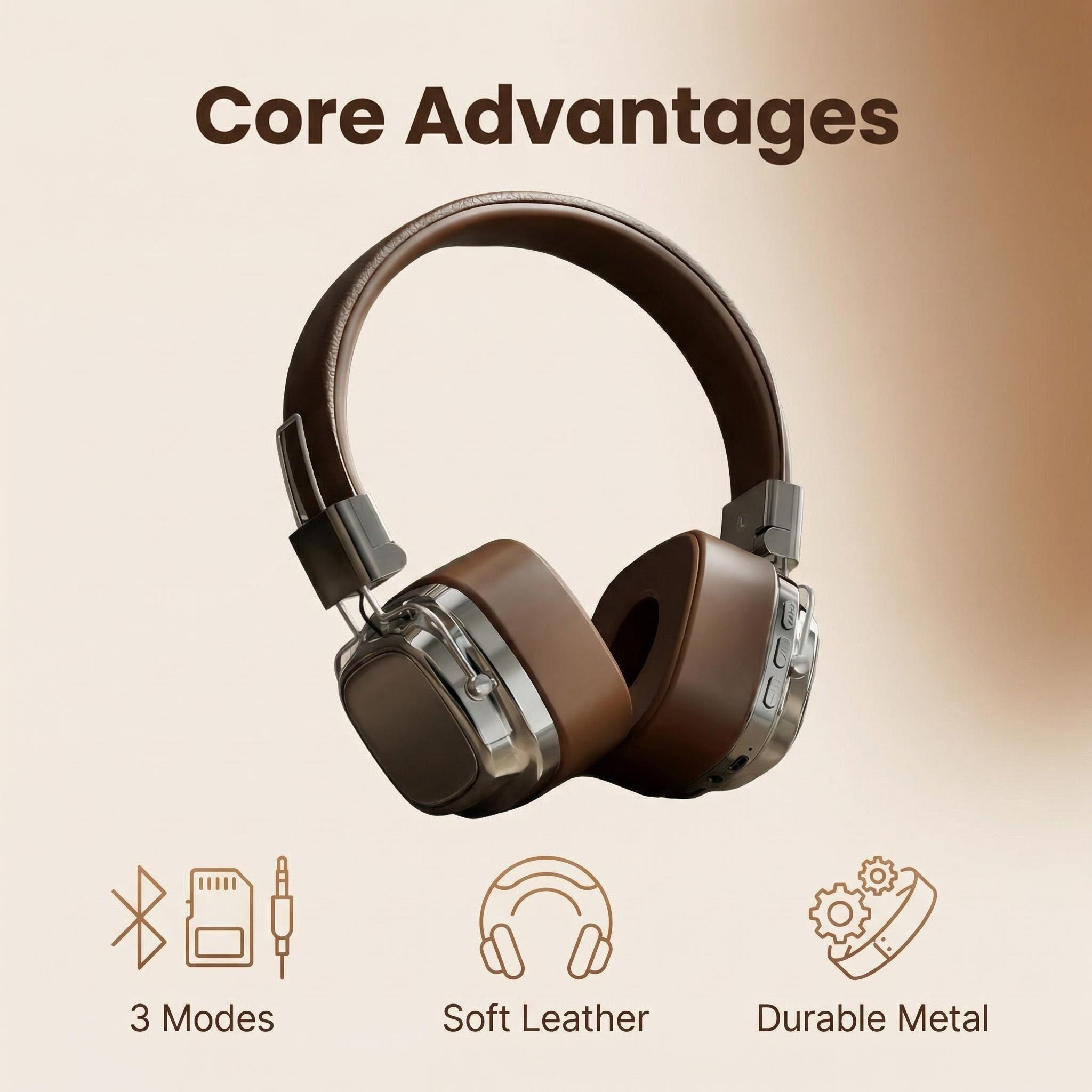 Ретро-наушники из кожи с Bluet – обзор и цена Anc Wireless Over Ear Headphones